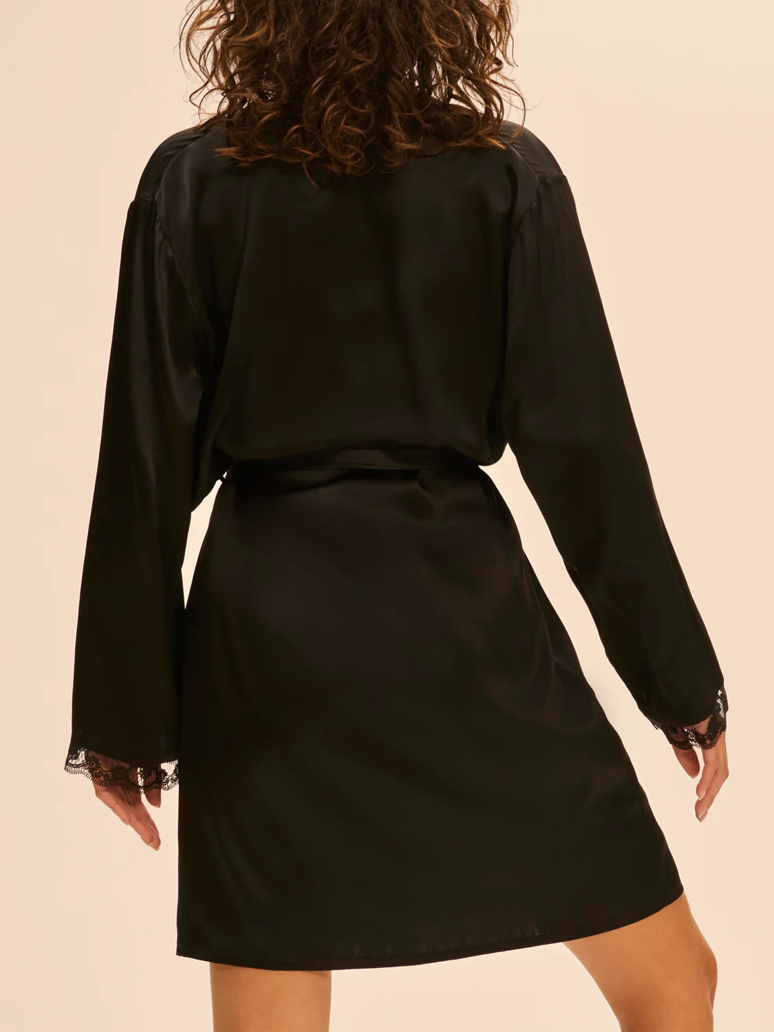 Love Me Silk Long Kimono - Black - Image 2
