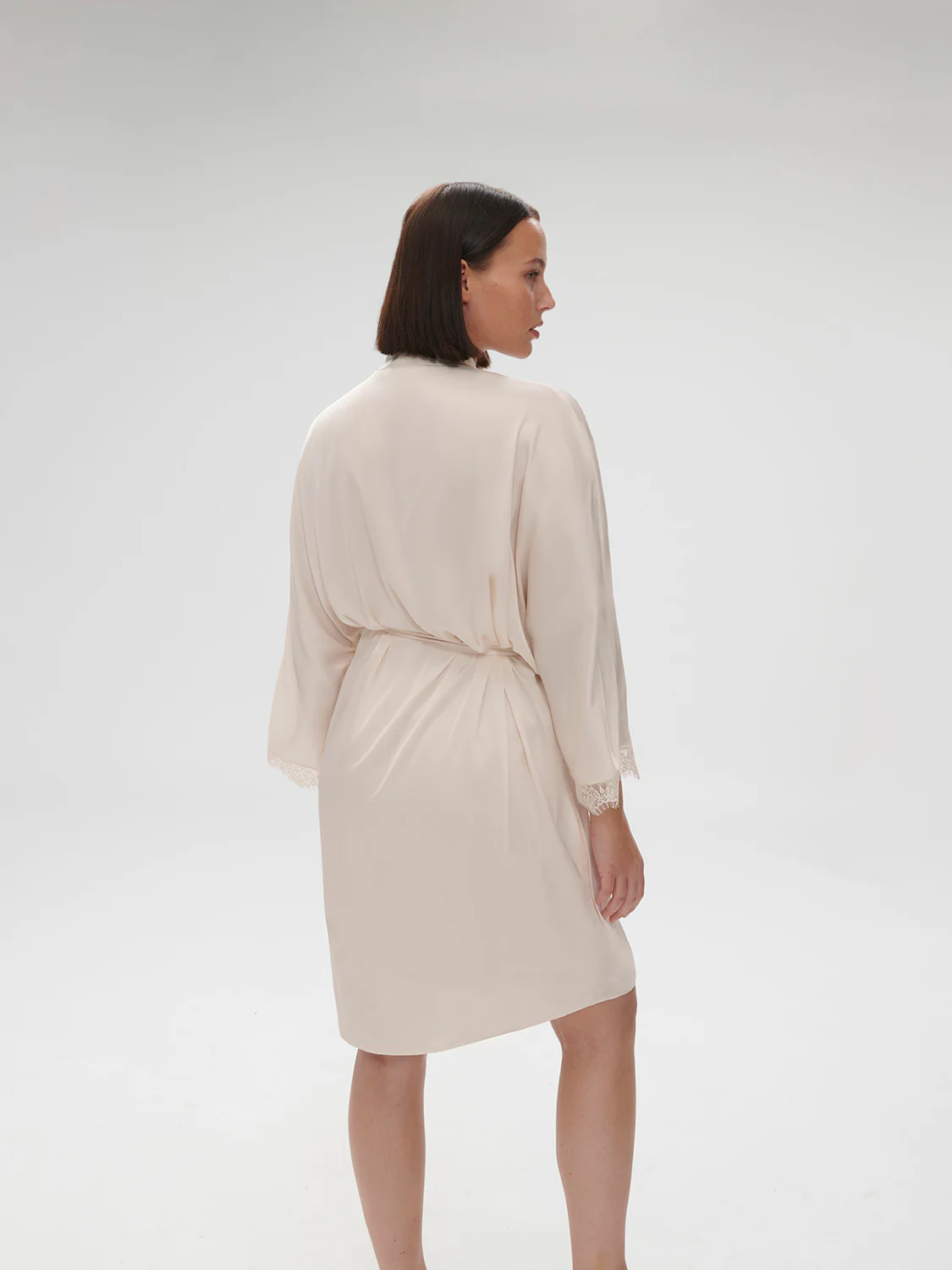 Satin Secrets Long Kimono - Sakura Pink - Image 10