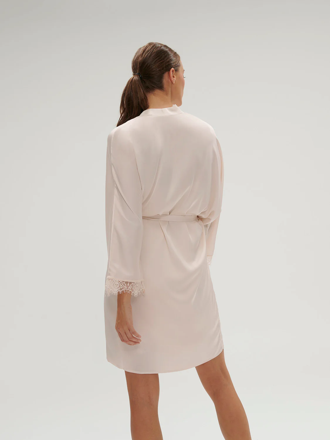 Satin Secrets Long Kimono - Sakura Pink - Image 4