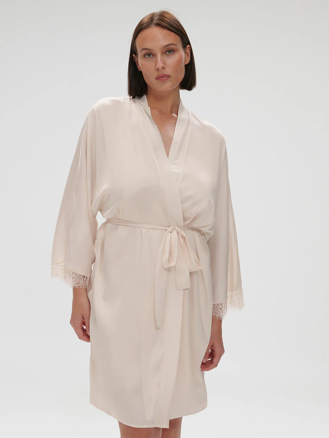 Satin Secrets Long Kimono - Sakura Pink - Image 6