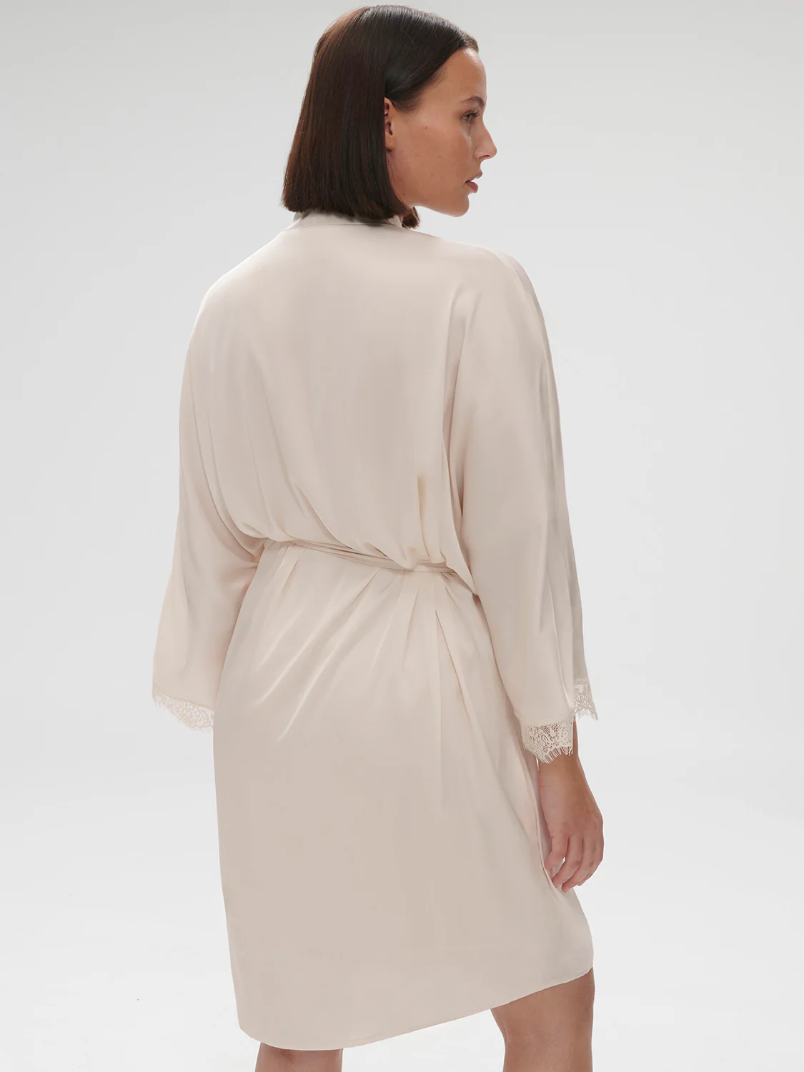 Satin Secrets Long Kimono - Sakura Pink - Image 7