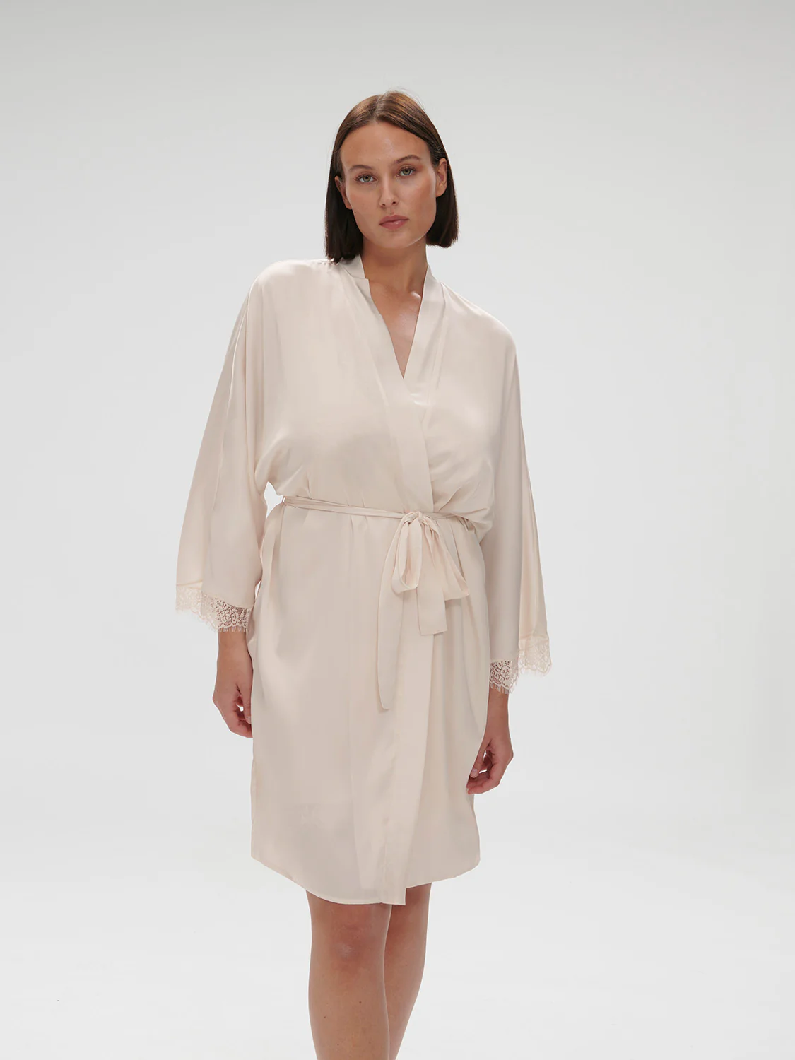Satin Secrets Long Kimono - Sakura Pink - Image 8