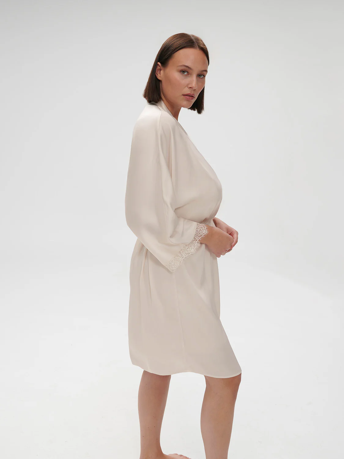 Satin Secrets Long Kimono - Sakura Pink - Image 9