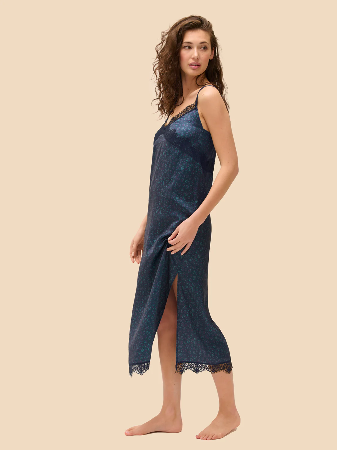 Satin Secrets Long Nightdress - Feline Blue - Image 3
