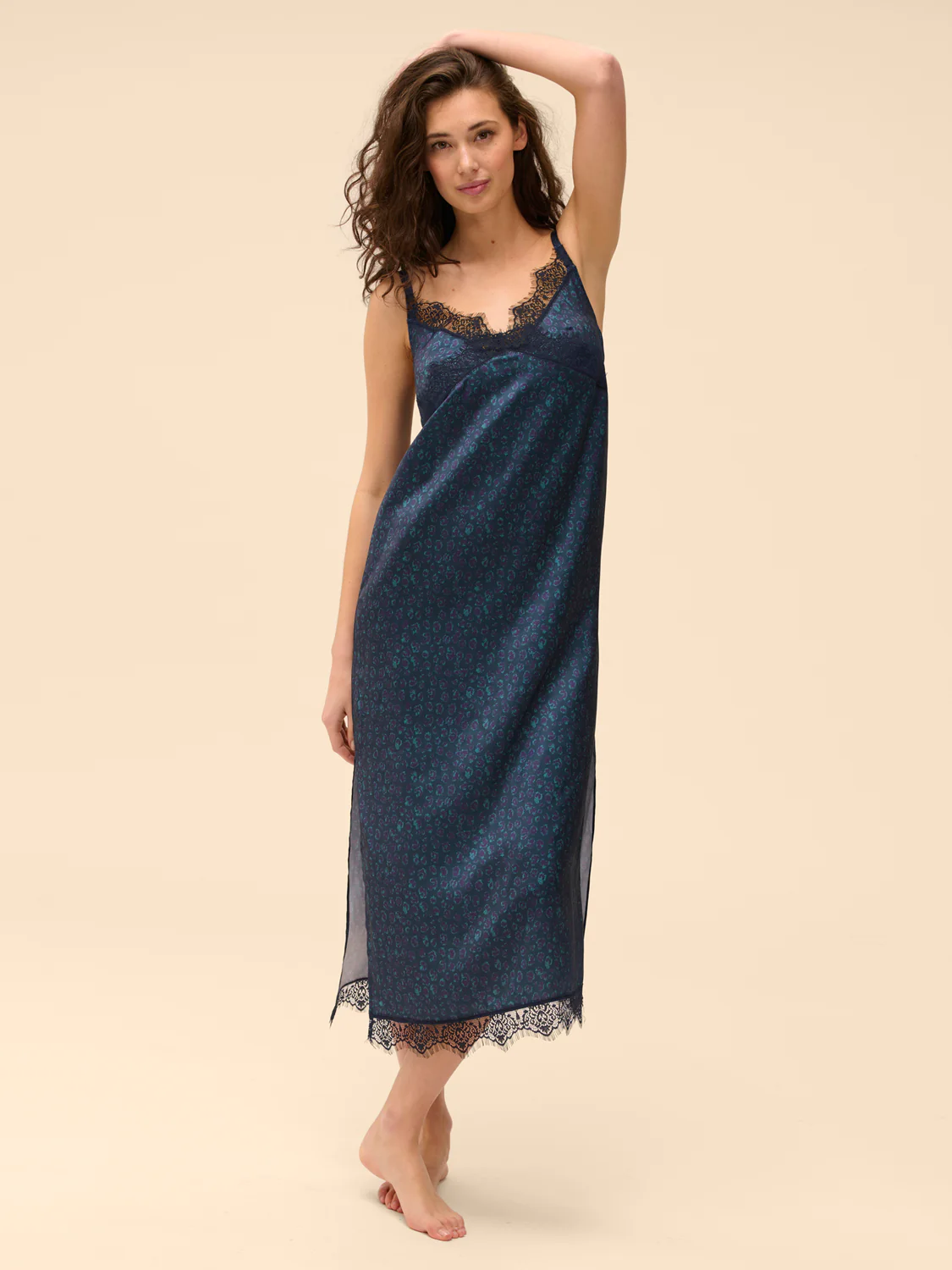 Satin Secrets Long Nightdress - Feline Blue - Image 5
