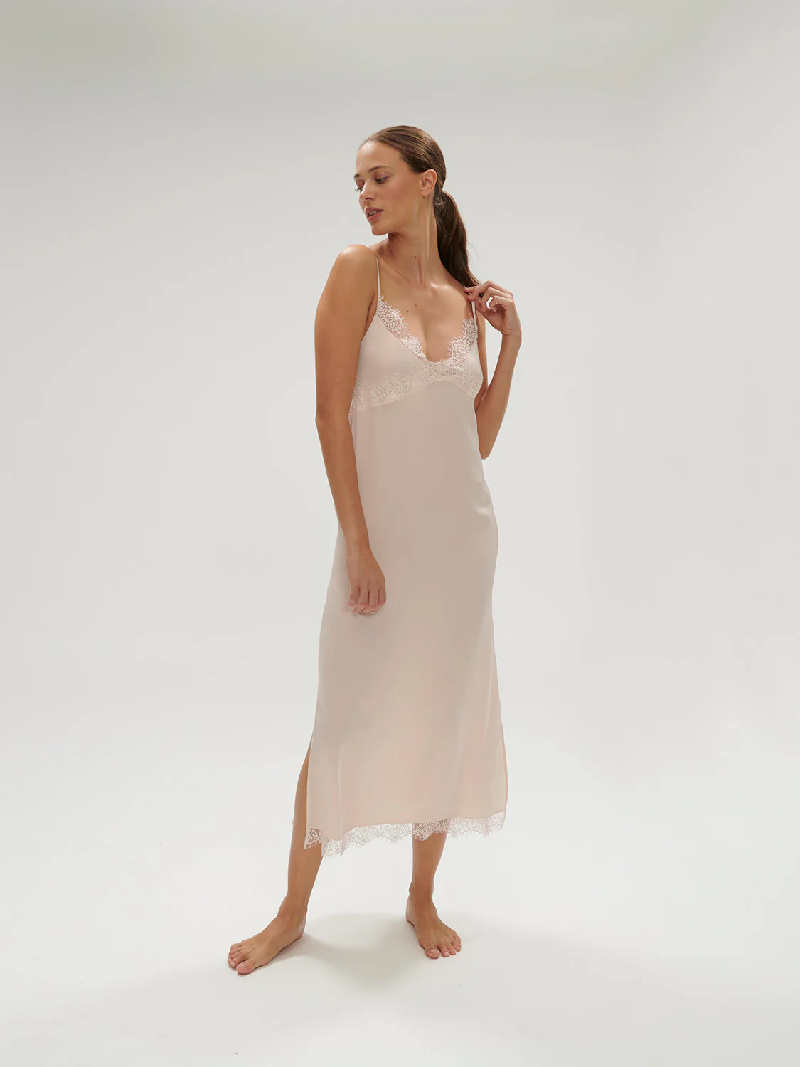 Satin Secrets Long Nightdress - Sakura Pink - Image 4