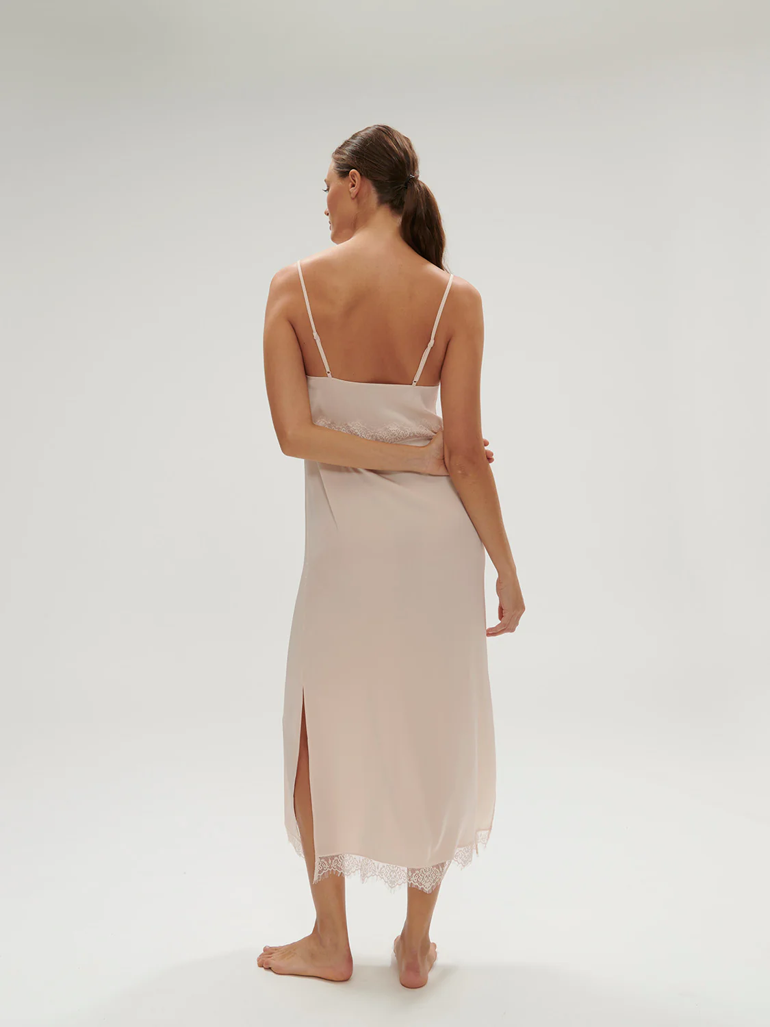 Satin Secrets Long Nightdress - Sakura Pink - Image 5