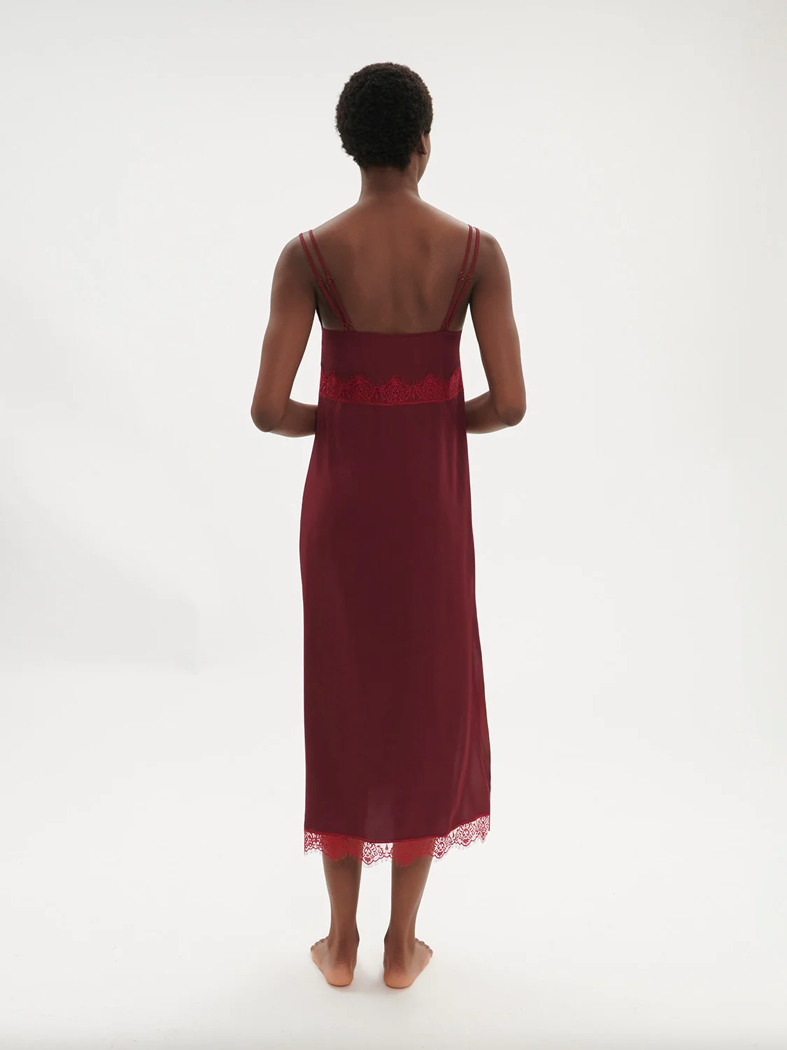 Satin Secrets Long Nightdress - Spinel Red - Image 4