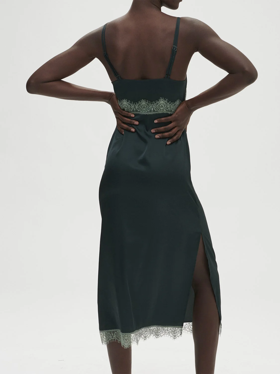 Satin Secrets Long Nightdress - Kolsaï Green - Image 2