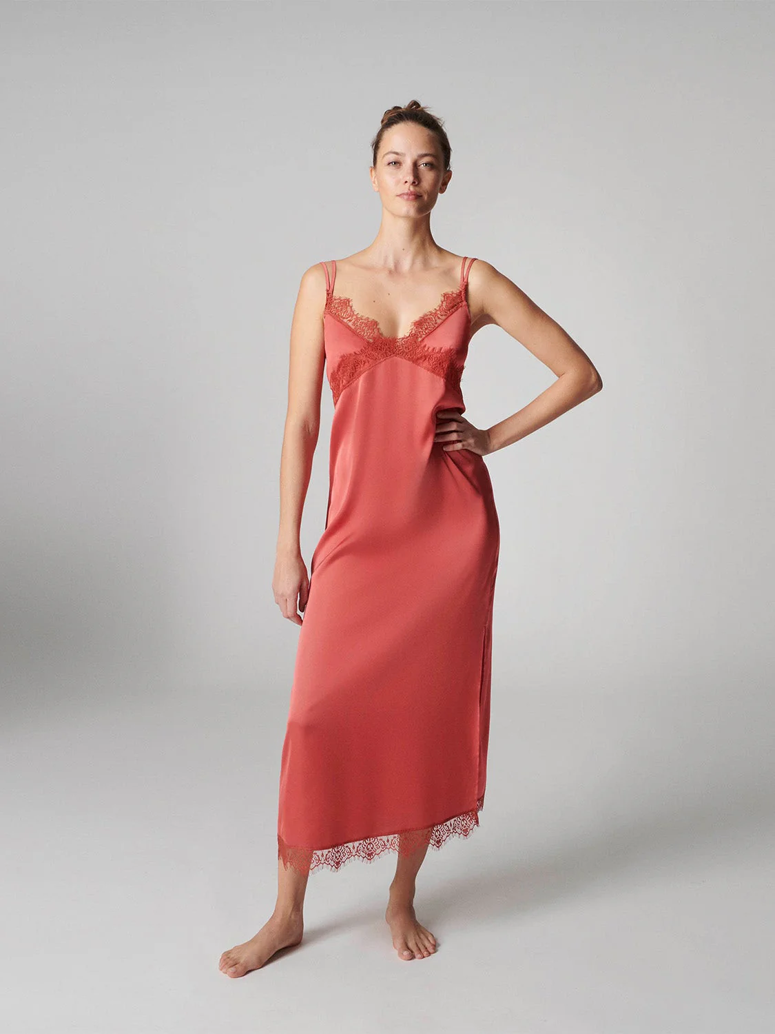 Satin Secrets Long Nightdress - Quartz Pink - Image 3