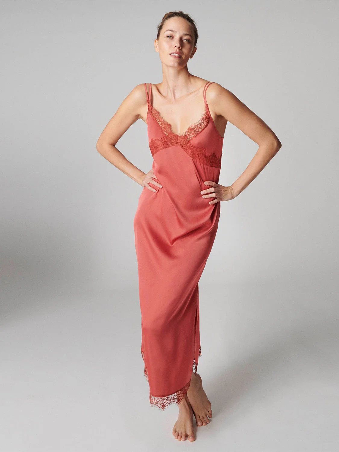 Satin Secrets Long Nightdress - Quartz Pink - Image 4
