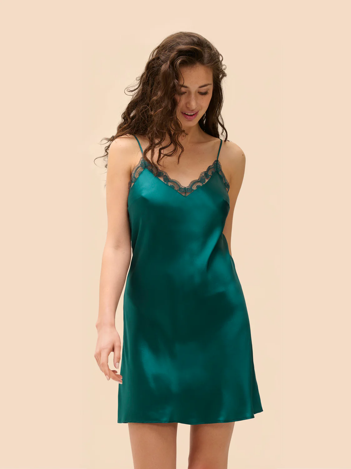 Love Me Silk Nightdress - Emerald - Image 6