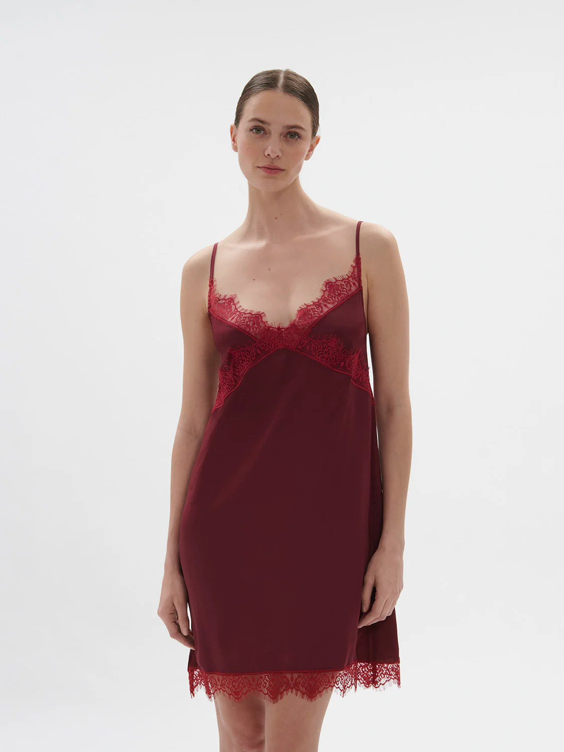 Satin Secrets Nightdress - Spinel Red - Image 3