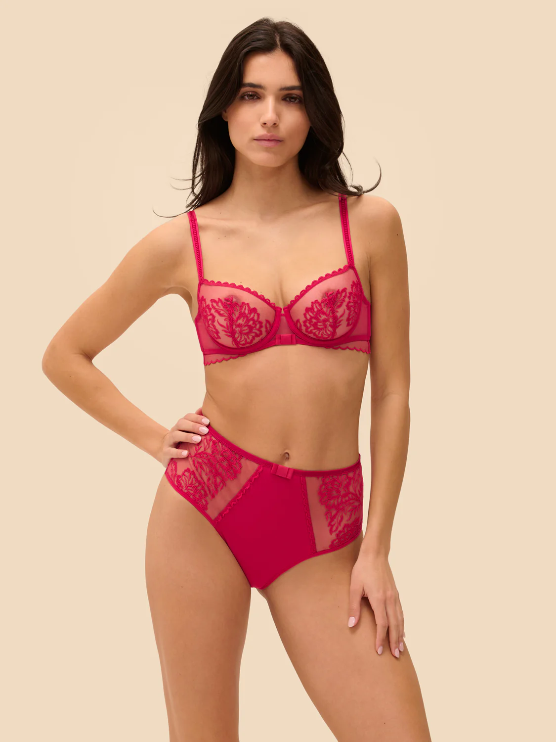 Romance Sheer Demi - Cranberry - Image 6