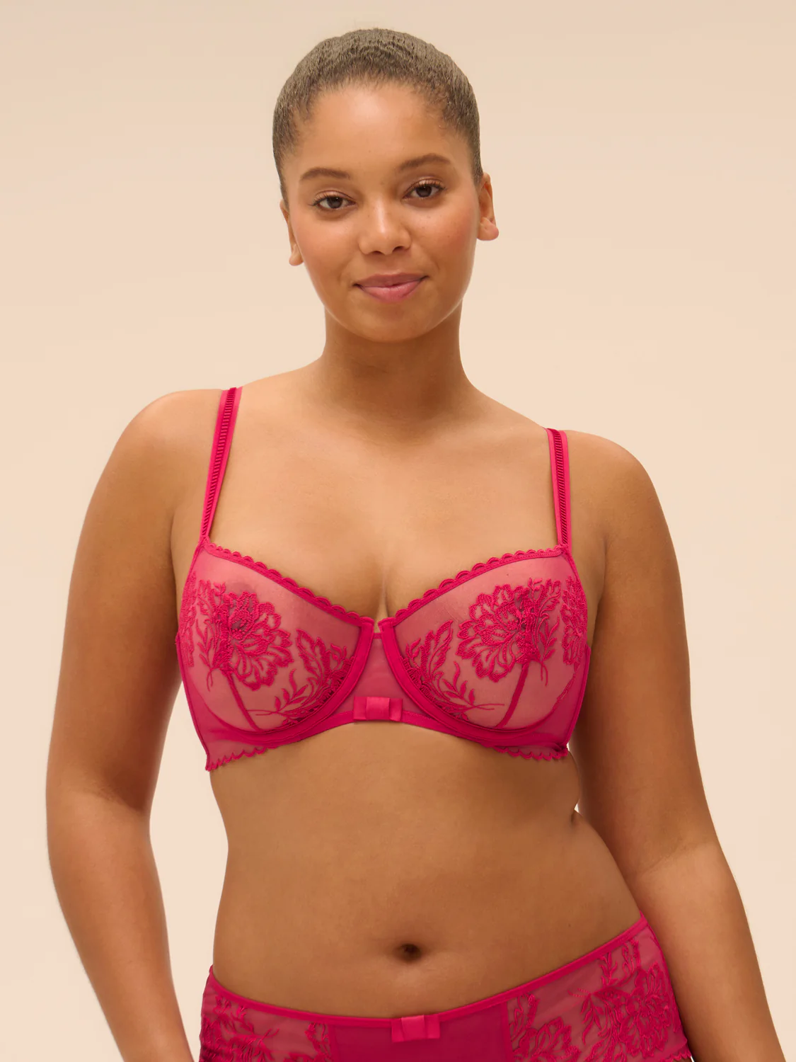 Romance Sheer Demi - Cranberry - Image 7