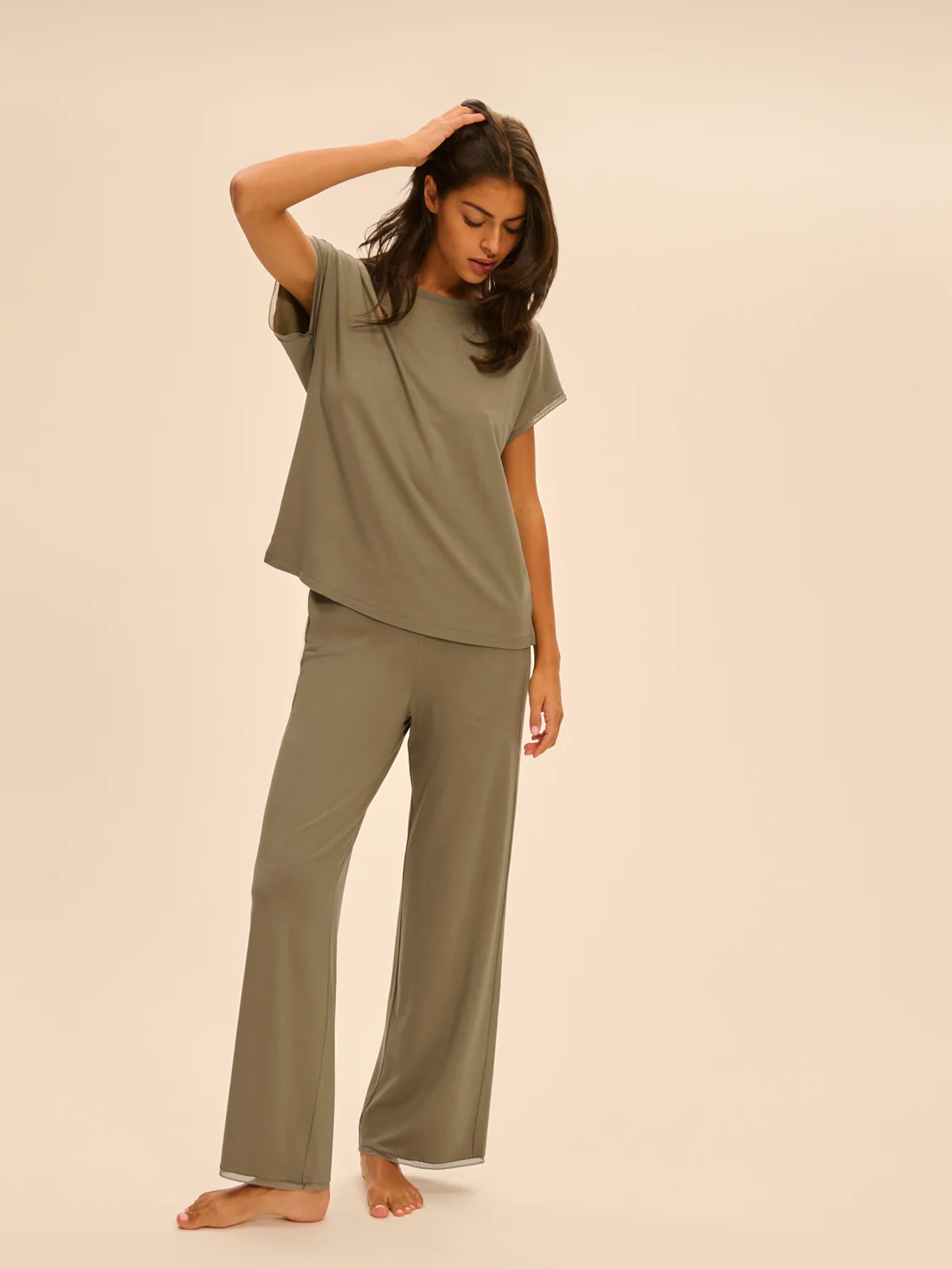 Aurore Short Sleeve Top - Clay Green - Image 3